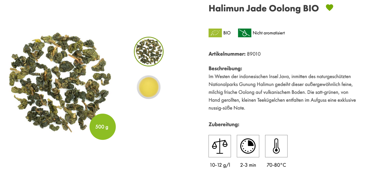 100 gr BIO Grüntee Halium Jade Oolong