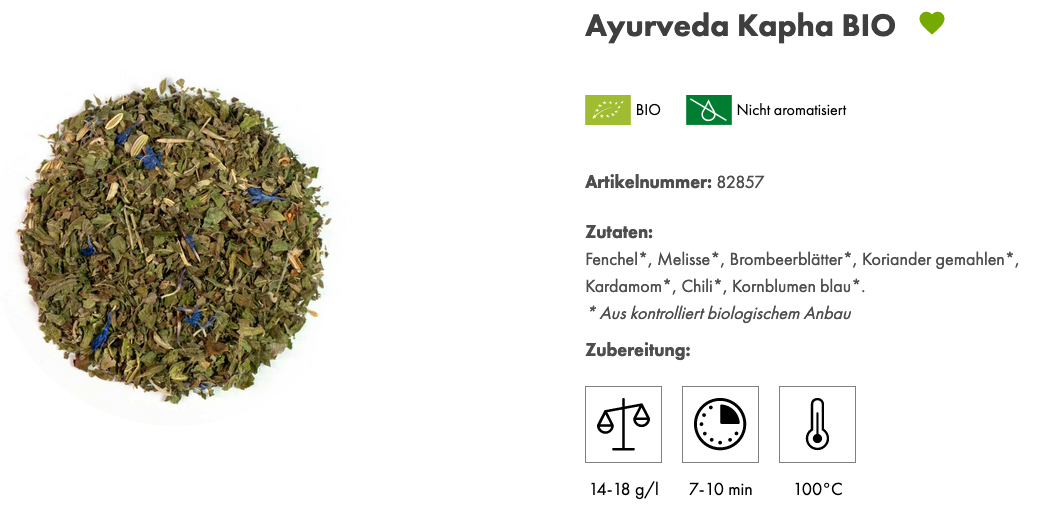 100 gr  BIO Kräutermischung Ayurveda Kapha