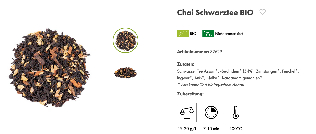 100 gr BIO Schwarztee Kräutermischung Chai